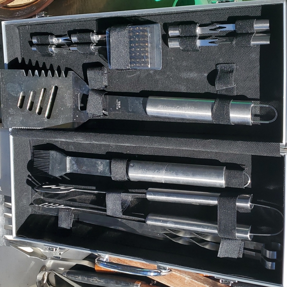 Home Complete 15 Piece Stainless Steel Grill Tool Set and Case
